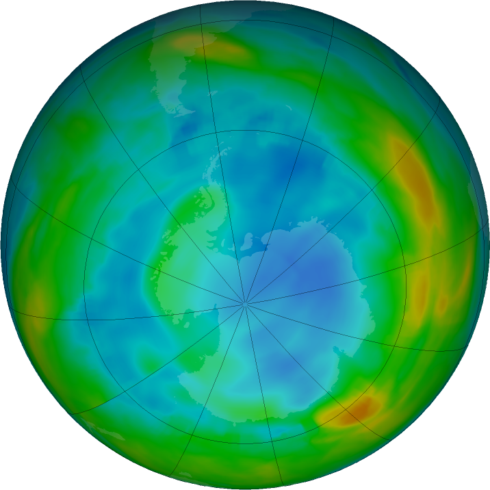 Antarctic ozone map for 16 July 2017